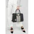 thumbnail image 2 of Dasein Women Handbags Purses Two Tone Satchel Bags Top Handle Shoulder Bags Work Tote with Matching Wallet, 2 of 8