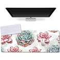 thumbnail image 2 of Extended Gaming Mouse Pad (31.5x11.8 in), Large Non-Slip Rubber Base Mousepad,Waterproof Keyboard Mouse Mat Desk Pad for Work, Game, Office, Home - Pink Brush Cactus Succulent Flower, 2 of 6
