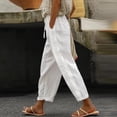 thumbnail image 2 of Admvng Womens Linen Pants High Waist Loose Fit Solid Casual Trousers, 2 of 7