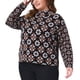 thumbnail image 4 of Suéter de mujer plus size GRACE & GRANDEUR, con cuello alto, de manga larga, en bloque de color floral, suéter de punto para oto?o e invierno, talla 3X, negro, 4 of 6