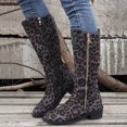 thumbnail image 2 of Women's -High Boots Ladies Fashion Suede Leopard Print Pointed Side Zipper Thick Heel Long Boots, 2 of 8