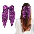 thumbnail image 5 of siminsem Women's Halloween Pumpkin Ghost Hair Bows Clips Cute Ribbon Bow Barrettes Large Bowknot Oversized Long Tail Witch Hat Bat Hair Accessories Party 1 Pack, C,One Size, 5 of 8