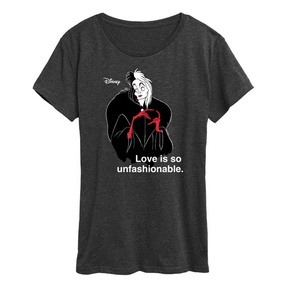 Disney Villains - Cruella De Vil Love Unfasionable  - Women's Short Sleeve Graphic T-Shirt