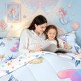 thumbnail image 4 of meiyoeat Rainbow Monogrammed J Twin Comforter Sets for Girls, Cute Blue Ocean Axolotl Bedding Set, Star Reversible, 2pcs, 1 Comforter and 1 Pillowcase, 4 of 6
