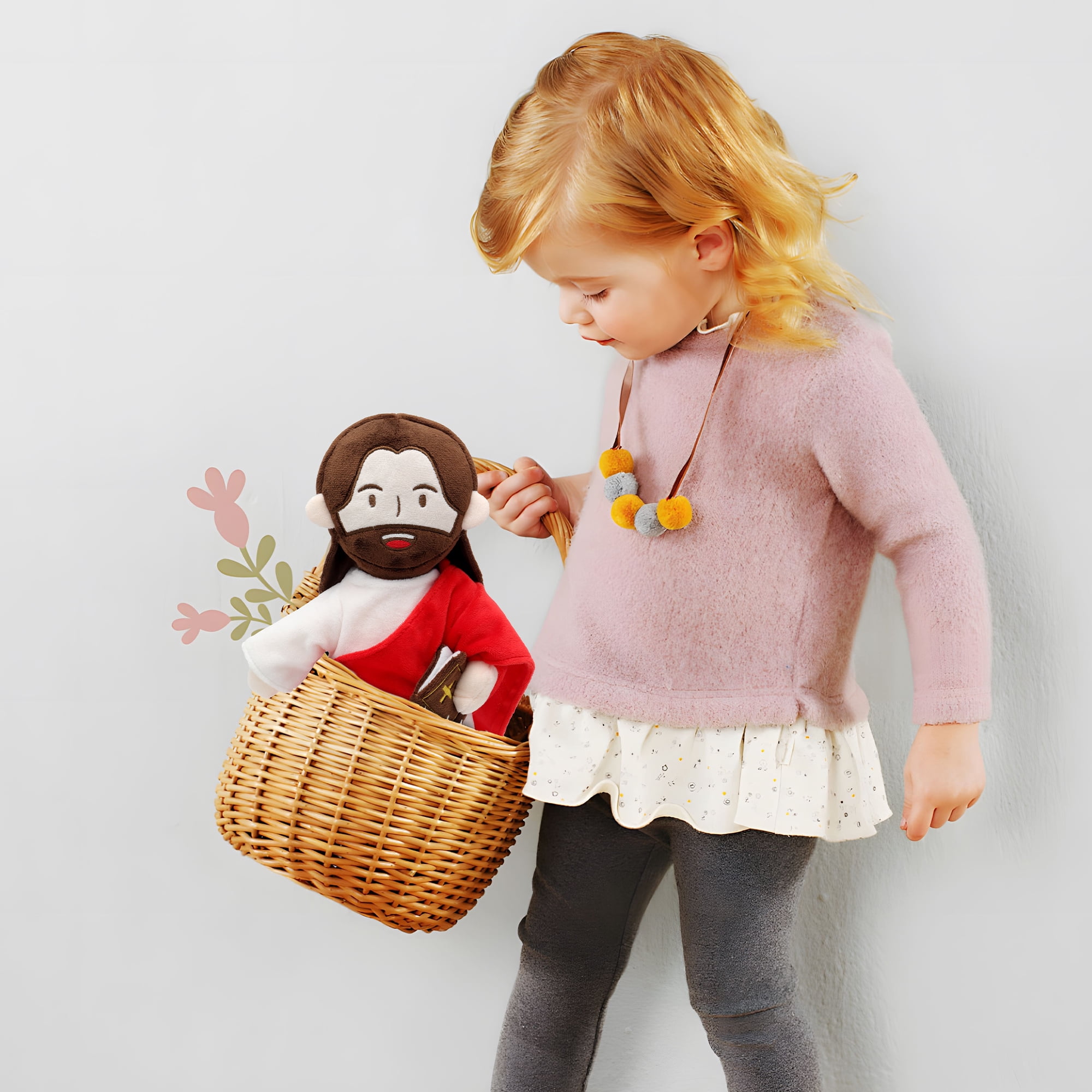 Jesus Plush Speaks 20 Of Jesus' Bible Verses And 3 Of Bible Music Jesus Doll Stuffed Animal To Teach Suitable For Church Sunday School Religious Easter-Red