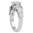 thumbnail image 3 of Veda Jewelry 14K White Gold Plated Moissanite Engagement Ring - 1.58 Ct Cushion Cut Princess-Cut and Baguette Solitaire Design Jewelry for Her - Lab Grown Moissanite Solitaire Wedding Band, 3 of 6