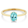 thumbnail image 2 of Gem Stone King 10K Yellow Gold Blue Apatite Solitaire Engagement Ring | 0.82 Cttw | Oval 7X5MM | Gemstone Birthstone | Wedding Engagement Anniversary Promise Ring for Women, 2 of 3