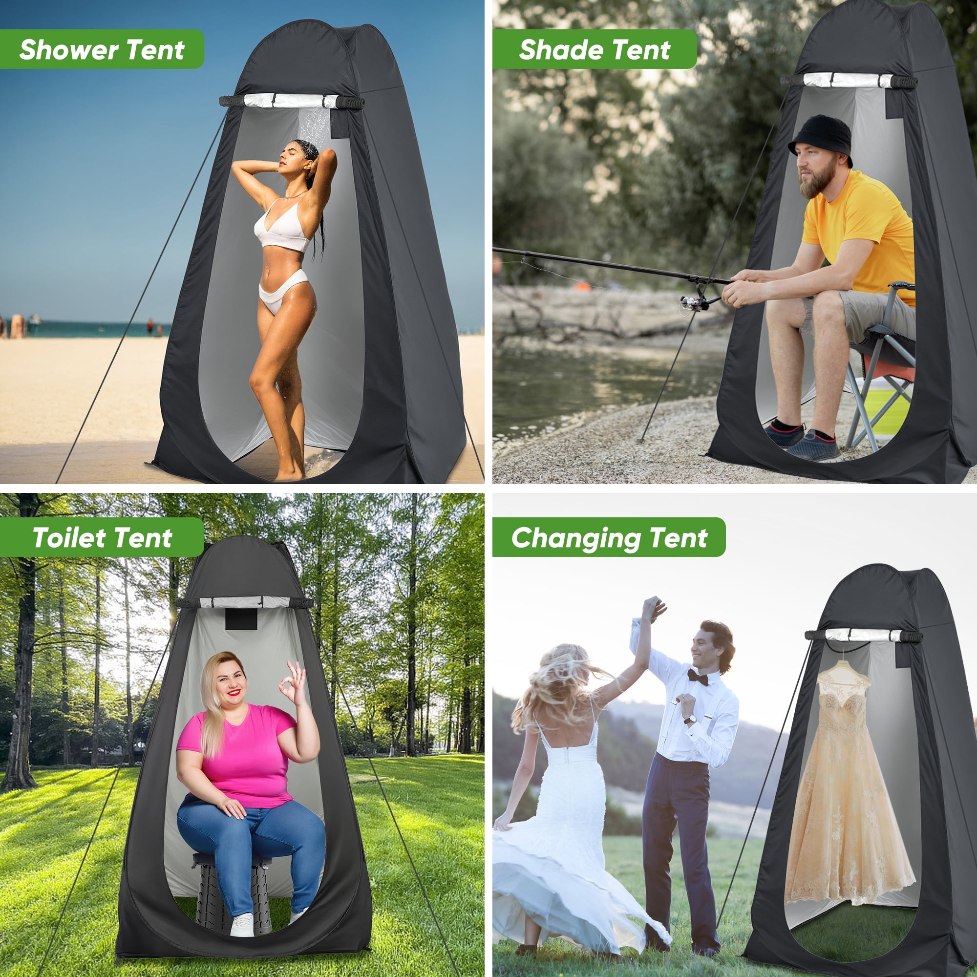Camping Shower Tent, Outdoor Pop Up Changing Tent, Portable Bathroom Toilet Tent Privacy Tent with Portable Bag for Camping, Beach, Hiking, Travelling