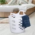 thumbnail image 2 of Cesta flexible para ropa de cama, recámara y almacenamiento, cesta redonda portátil con asas de transporte, 1 bushel, color blanco, 2 of 6