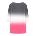 thumbnail image 5 of CHGBMOK Womens 3/4 Sleeve Blouses Color Block Crew Neck T Shirts Casual Pleated Tops Curved Hem Going Out Outfit, 5 of 6