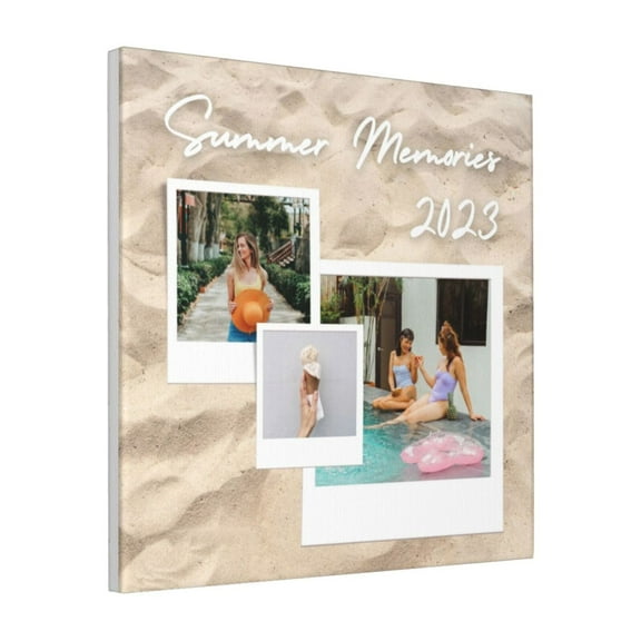 Custom Canvas Prints Minimalist Summer Memories Personalized Photo Image Collage DIY Framed Kit Wall Art Picture Room Decor 18x18 inch