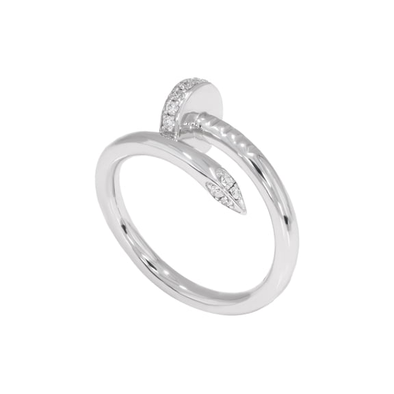 KEEVA JEWELS 0.20 Carat Round Moissanite Nail Style Ring for Women, Made in White Gold Plated Silver, Size 9.5