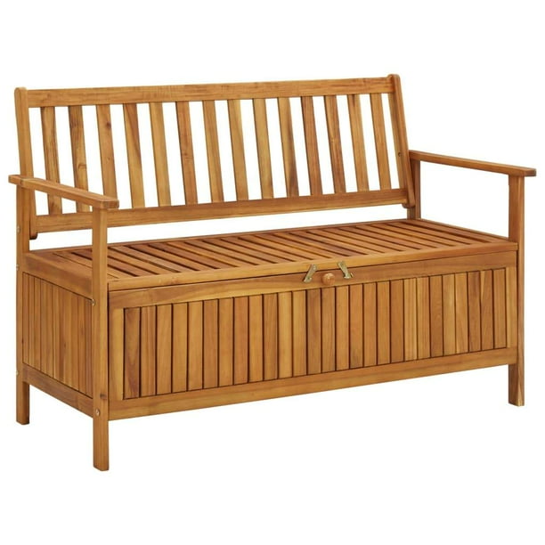 vidaXL Solid Acacia Wood Garden Storage Bench Multi Sizes with/without