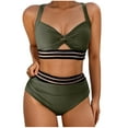 thumbnail image 2 of Abomasnow High Waisted Bikini Sets for Women Two Piece Halter Neck Cut Out Swimsuits Tops and Tummy Control Swimwear Colorblock Bathing Suits, 2 of 4