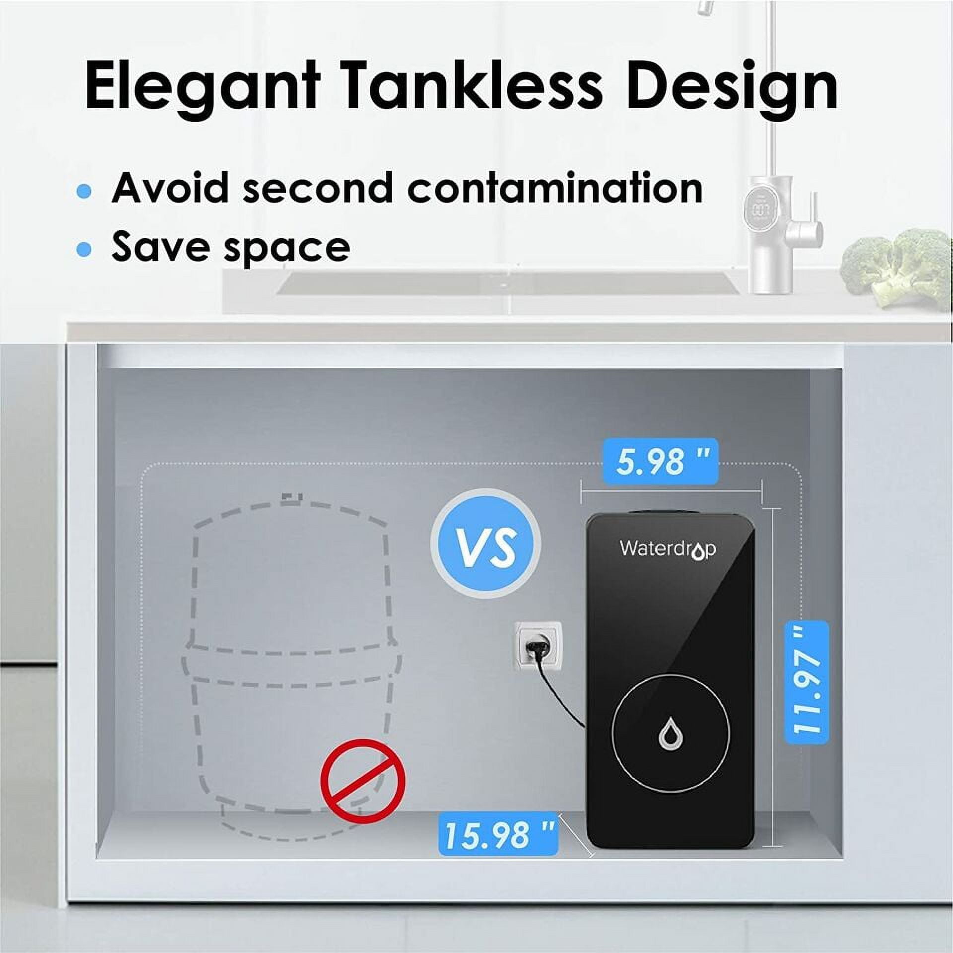 Waterdrop D6 Reverse Osmosis System, Tankless, 600 GPD, with D6RF Filters