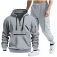 thumbnail image 3 of ibiyuan Men's Tracksuits Cotton Long Sleeve Hoodies and Sweatpants Mens Sweatsuit Baggy Tracksuit Gym Fashion,2PCS,GY1, 3 of 5