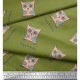 thumbnail image 3 of Soimoi Green Velvet Fabric Text & Owl Cartoon Decor Fabric Printed Yard 58 Inch Wide, 3 of 3