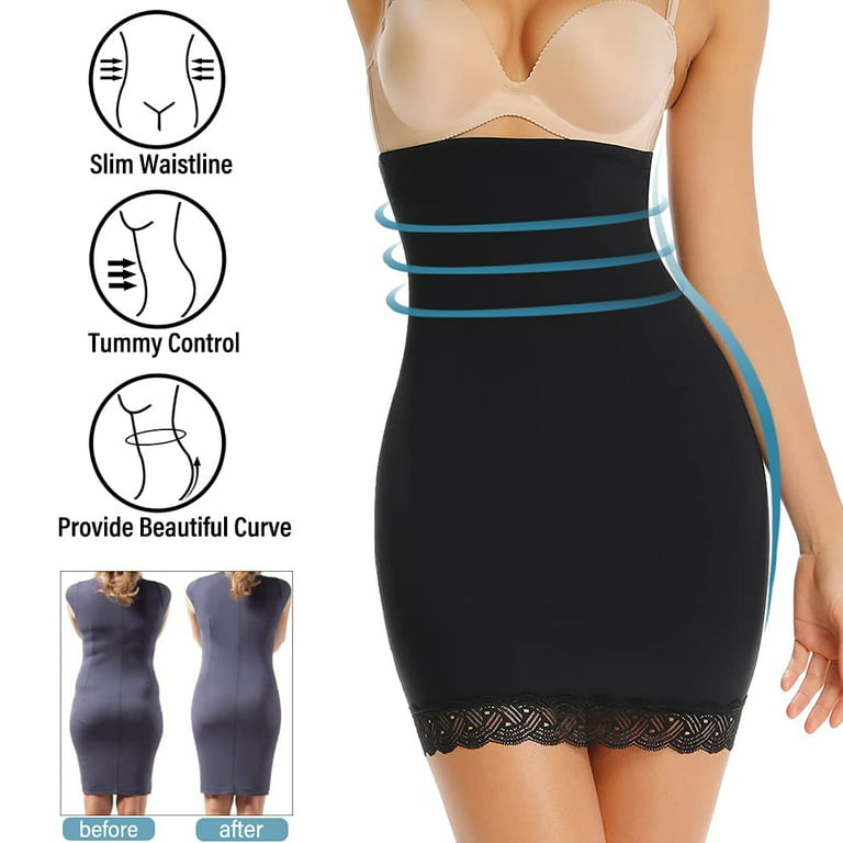 Women Shapewear Strapless Full Slips for Under Dresses Tummy Control Slips  Slimming Skirts Full Body Shaper Seamless Underwear