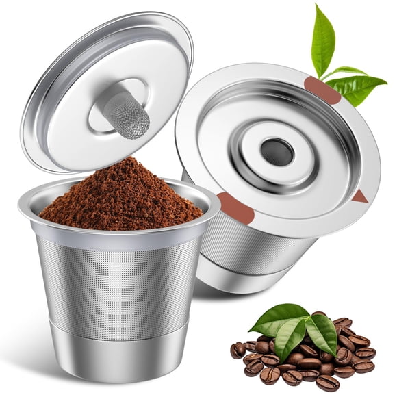 Cápsulas K reutilizables NOALTO de acero inoxidable, paquete de 2, para Keurig