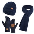 thumbnail image 4 of ZHOGXU Winter Beanie Hat Scarf Gloves Set For Women And Men Thick Caps Long Scarf Touchscreen Gloves Knitted Warm Comfortable Outfits 3 Pack For Daily Wear Navy One Size, 4 of 4
