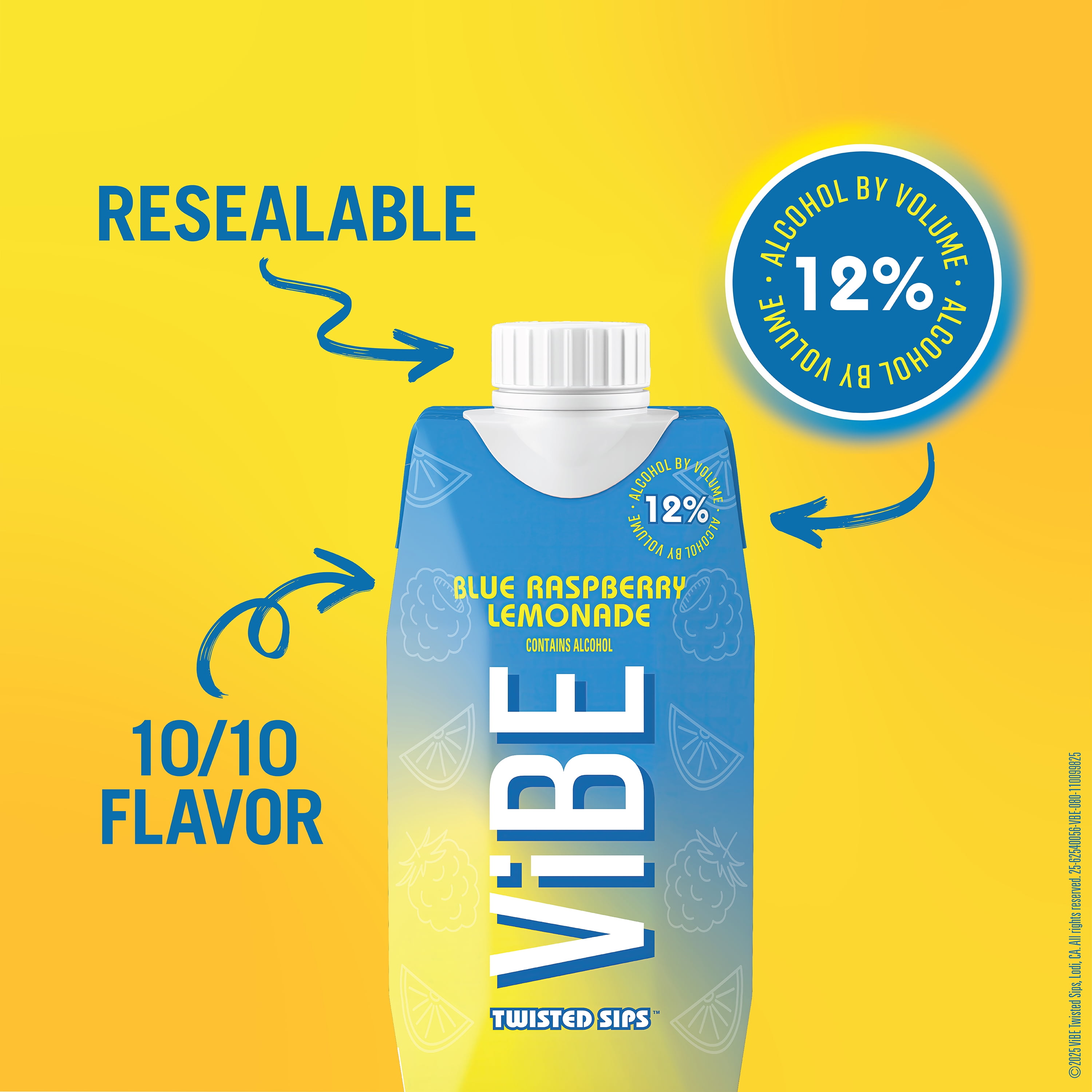 ViBE Twisted Sips Blue Raspberry Lemonade, 500mL Box, 12% ABV