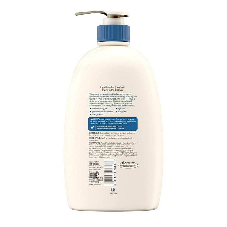 Aveeno Skin Relief Fragrance Free Body Wash with Oat to Soothe Dry