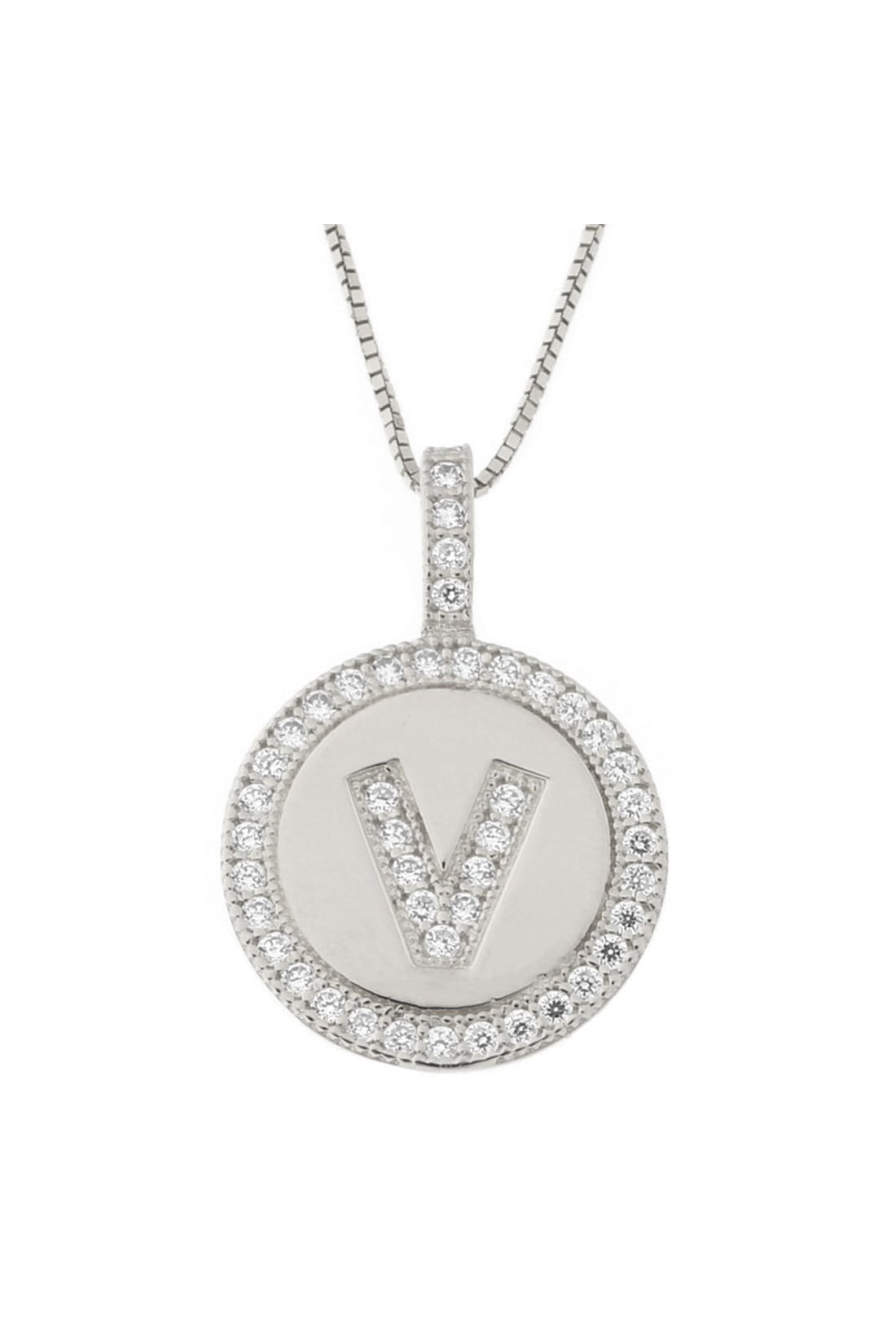 Beauniq - 14k White Gold Cubic Zirconia Small Round Disc Initial Pendant Necklace - www.semadata.org