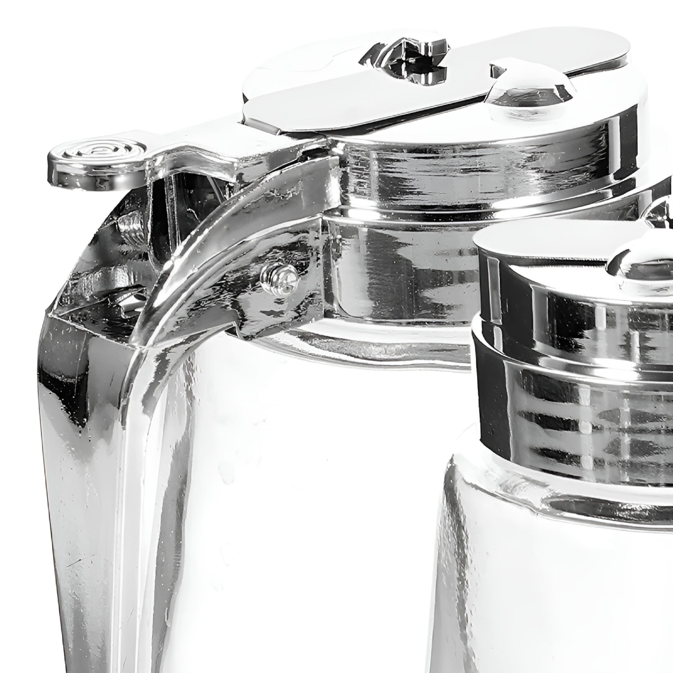 ACDANC 2 Pcs Coffee Creamer Honey Fashion Design Syrup Jars Glass Syrup Bottle Clear Sugar Dispenser Castor Stainless Steel