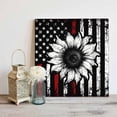 thumbnail image 4 of Vintage Sunflowers Framed Canvas Wall Art, Red Stripped Old U.S. Flag Retro Floral Wall Art Painting for Living Room Bedroom Home Decor, 8”x8”, Office Artwork Print, 4 of 9