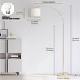 thumbnail image 5 of SUNMORY Arc Floor Lamp with Foot Switch, 3 Color Temperature, 9w A19 LED Bulb included, 75″Height Tall Lamp with Hanging Drum Shade, Arched Standing Lamp for Bedroom, Living Room, Office(Gold), 5 of 8