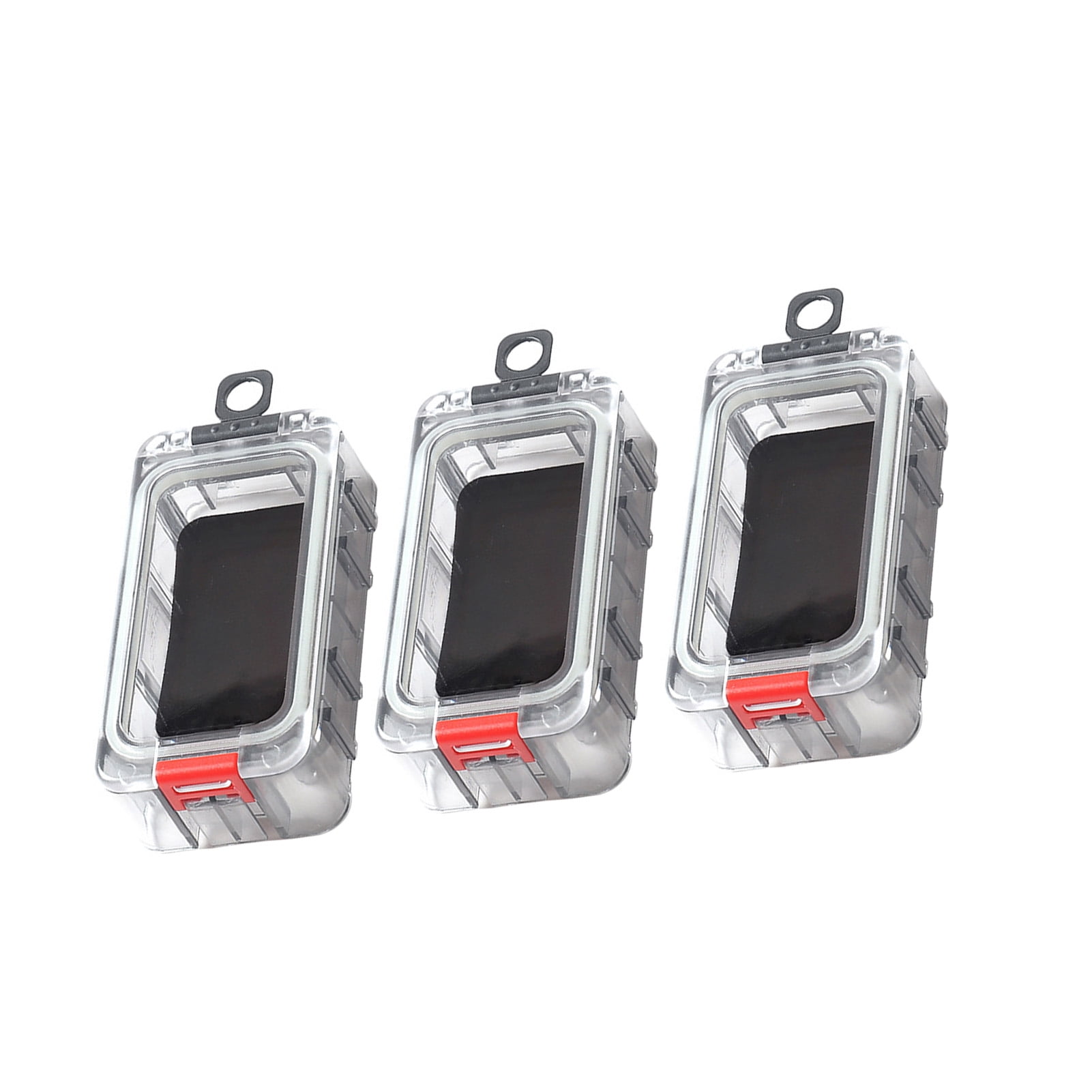 Rupoun Spliceable Night Glow Fishing Tackle Box, Magnetic Waterproof Lure Bait Organizer Tool Container for Outdoors (Black Red, 3 Pieces, 5.12x3.15x1.18 inches / 13x8x3 cm)