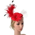 thumbnail image 2 of TRUBKH High Tea Hats for Women Fascinators for Women Tea Party Hats for Women Tea Hats Fascinator Hat Feather Headpiece Tea Hats for Women 2025 Red One Size, 2 of 4
