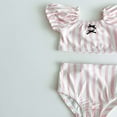thumbnail image 5 of Drses Baby Girl Swimsuit 2-24 Months – UPF 50+ Three-Piece Bikini Set with Puff Sleeve & Swim Hat, Striped Beach Bathing Suit for Summer, 5 of 6