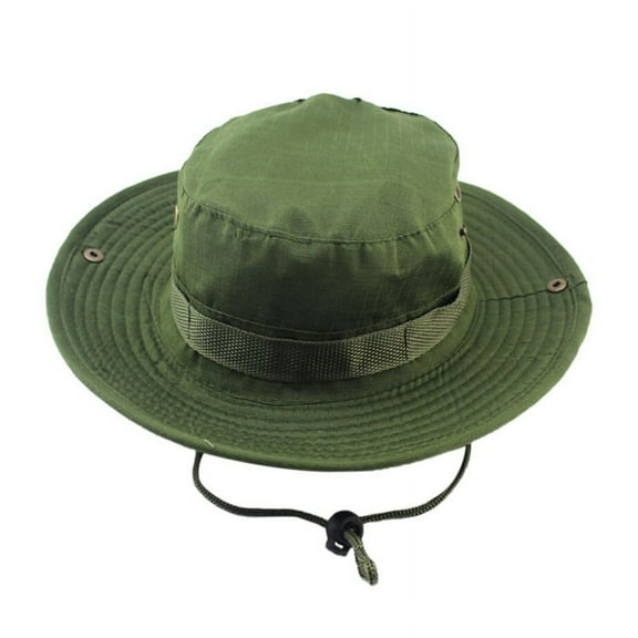Summer Outdoor Fishing Bucket Boonie Hat Hiking Travel Wide Brim Safari Sun Caps (Green)