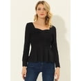 thumbnail image 2 of Blusa de manga larga Allegra K con cuello en forma de corazón Negro XS, 2 of 5