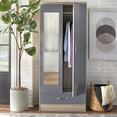 thumbnail image 2 of TMS Nevada Mirrored 2 Door Wardrobe, Gray and Natural, 2 of 4