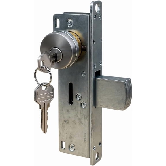 Commercial Grade Mortise Lock Set with Cylinder and Thumbturn – Heavy Duty Satin Chrome Door Lock with Deadbolt Function, Secure Keyed Entry Mortise Lock for Commercial Doors