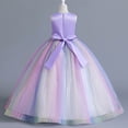 thumbnail image 4 of XASZHN Robe en Maille pour Enfants Robe Élégante Petite Fille Robe d'Été pour Filles 2025 Violet Clair_009 8-9 Ans, 4 of 6