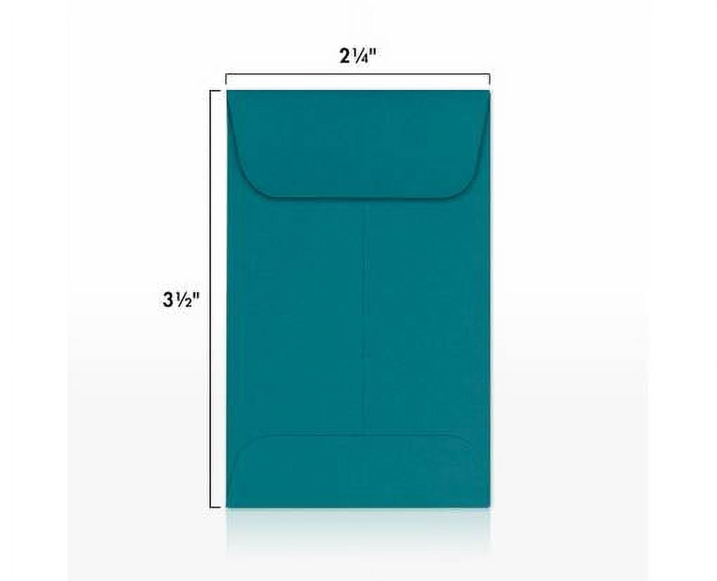 LUXPaper #1 Coin Envelopes w/ Moistenable Glue, Teal, 2 1/4in x 3 1/2in, 80lb, 500/Pack