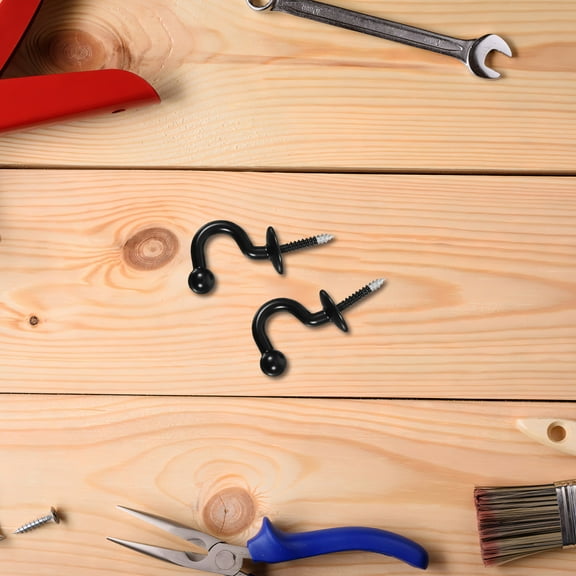 TEHAUX 2Pack Black Curtain Tiebacks Wall Hooks Zinc Alloy for Window Drapery Holder Living Room Homeowners