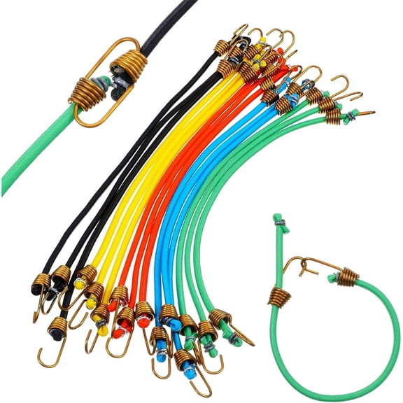 15 Pcs Mini Bungee Cords with Hooks, 10" Short Elastic Small Bungee Cords for Outdoor Camping Bikes Car Rvs Hang Tool