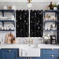 thumbnail image 2 of Starry Sky Kitchen Curtains 63 Inch Length, Modern Black Abstract Dots Stars Aesthetic Grommet Top Bedroom Living Room Curtains, Light Filtering Cafe Curtain Drapes 2 Panels Set 84''x63'', 2 of 9