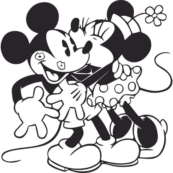 Minnie Kissing Cartoon Characters Decors Wall Sticker Art Design Decal for Girls Boys Kids Room Bedroom Nursery Kindergarten House Home Decor Stickers Wall Art Vinyl Decoration (20x20 inch)
