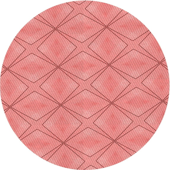 Ahgly Company Indoor Round Patterned Light Coral Pink Area Rugs, 7' Round