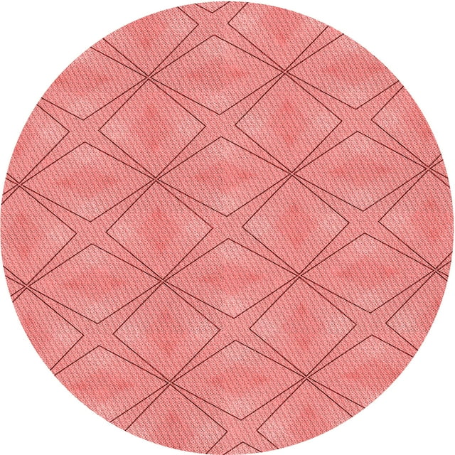 Ahgly Company Machine Washable Indoor Square Transitional Light Coral Pink Area Rugs, 3' Square