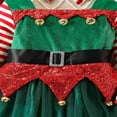 thumbnail image 6 of Edvintorg 12M-5Y Kids Party Dresses for Girls Christmas Striped Printing Long Sleeved Lace Dress with Headband Two-Piece Set Winter Girls Clothing Set, 6 of 7