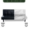thumbnail image 5 of ZIATUBLES Gray Marble Armless Sofa Futon Slipcover, Stretch Soft Couch Cover with Elastic Bottom, Dustproof Washable Sofa Bed Cover for Living Room Bedroom, 5 of 9
