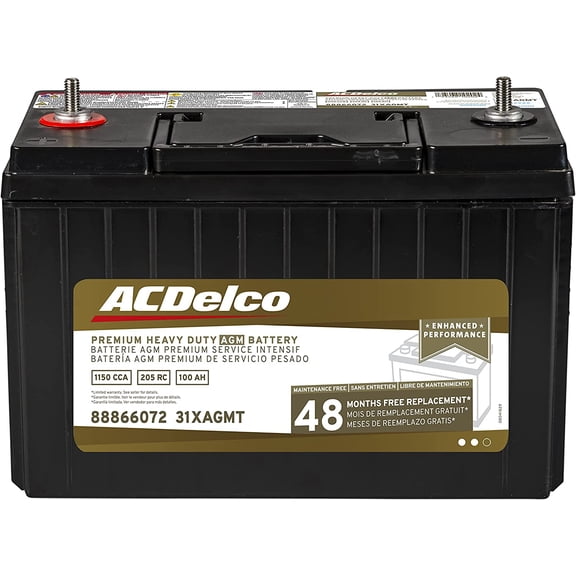 ACDelco Gold 31XAGMT 48 Month Warranty Premium Heavy Duty AGM BCI Group 31 Battery