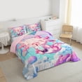 thumbnail image 3 of Feelyou Milk Tea Axolotl Queen Comforter Set for Kids, Cute Pink Sealife Bedding Sets, Dreamy Starry Sky Reversible Bedding Comforter Set, Breathable Home Decor, 3pcs, 3 of 8