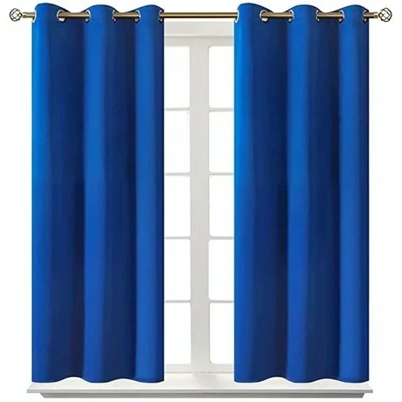 Gorgeous Home Linen Royal Blue 2 Panels Blackout Thermal Drapes Window Curtain Top Grommets 35" Wide X 63" Long Each Panel